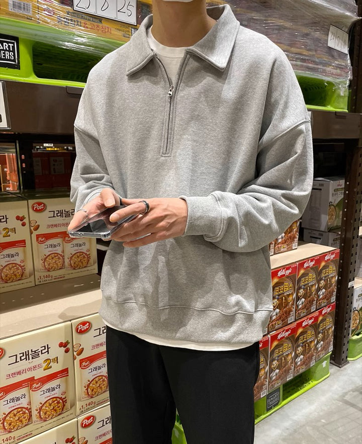 S8 No. 216 Long-Sleeved Collared Sweatershirt