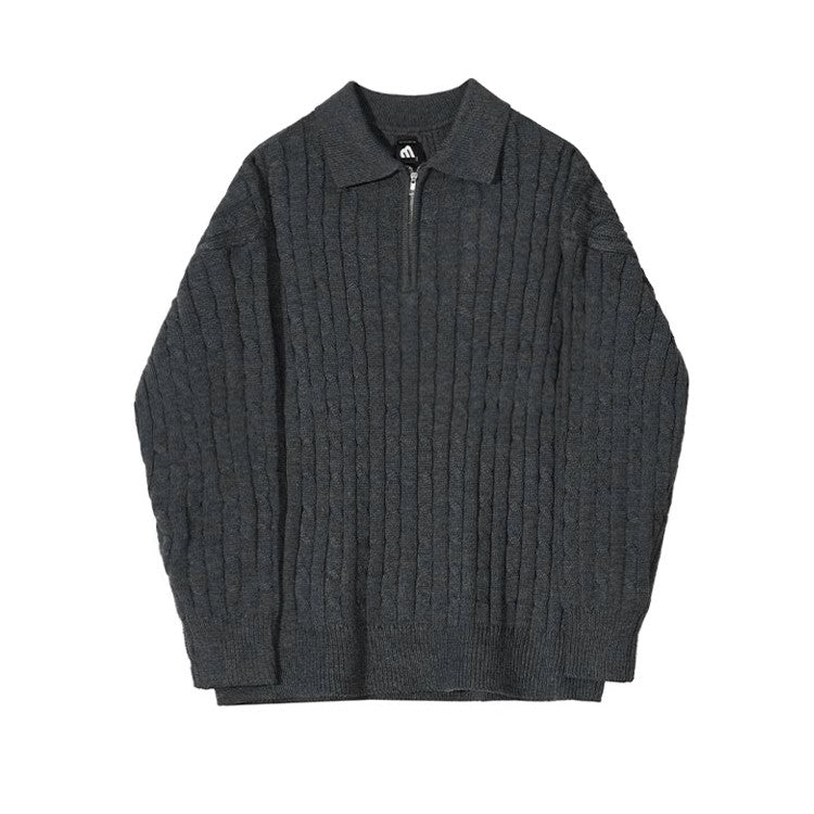 S8 No. 446 Quarter Zip Twist Design Knit Sweater