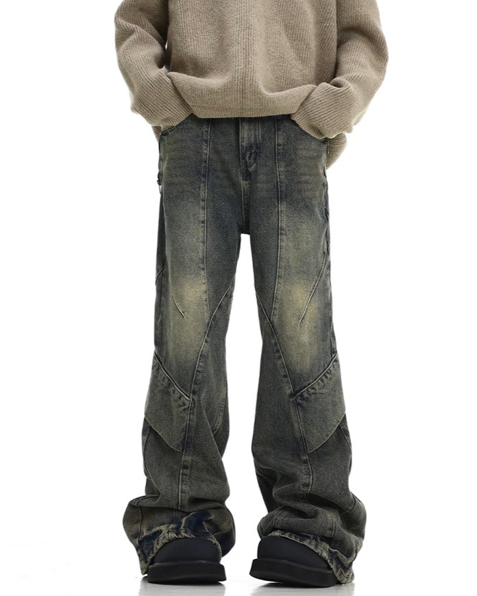 S8 No. 505 Distressed Flared Drape Jeans