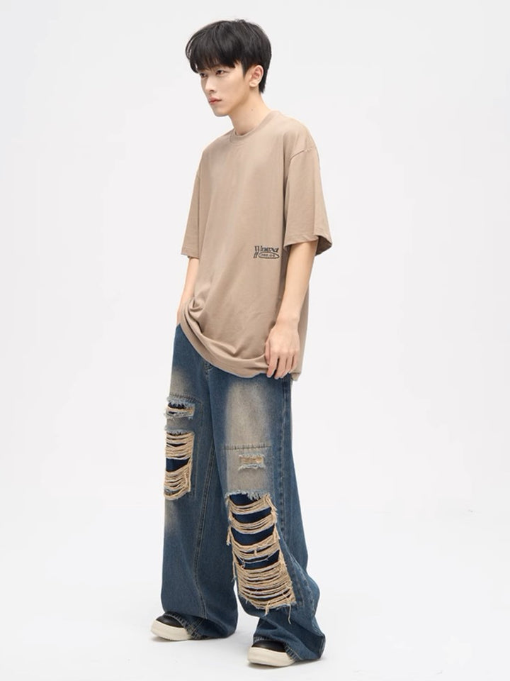 S8 No. 537 Straight Patch Hole Jeans