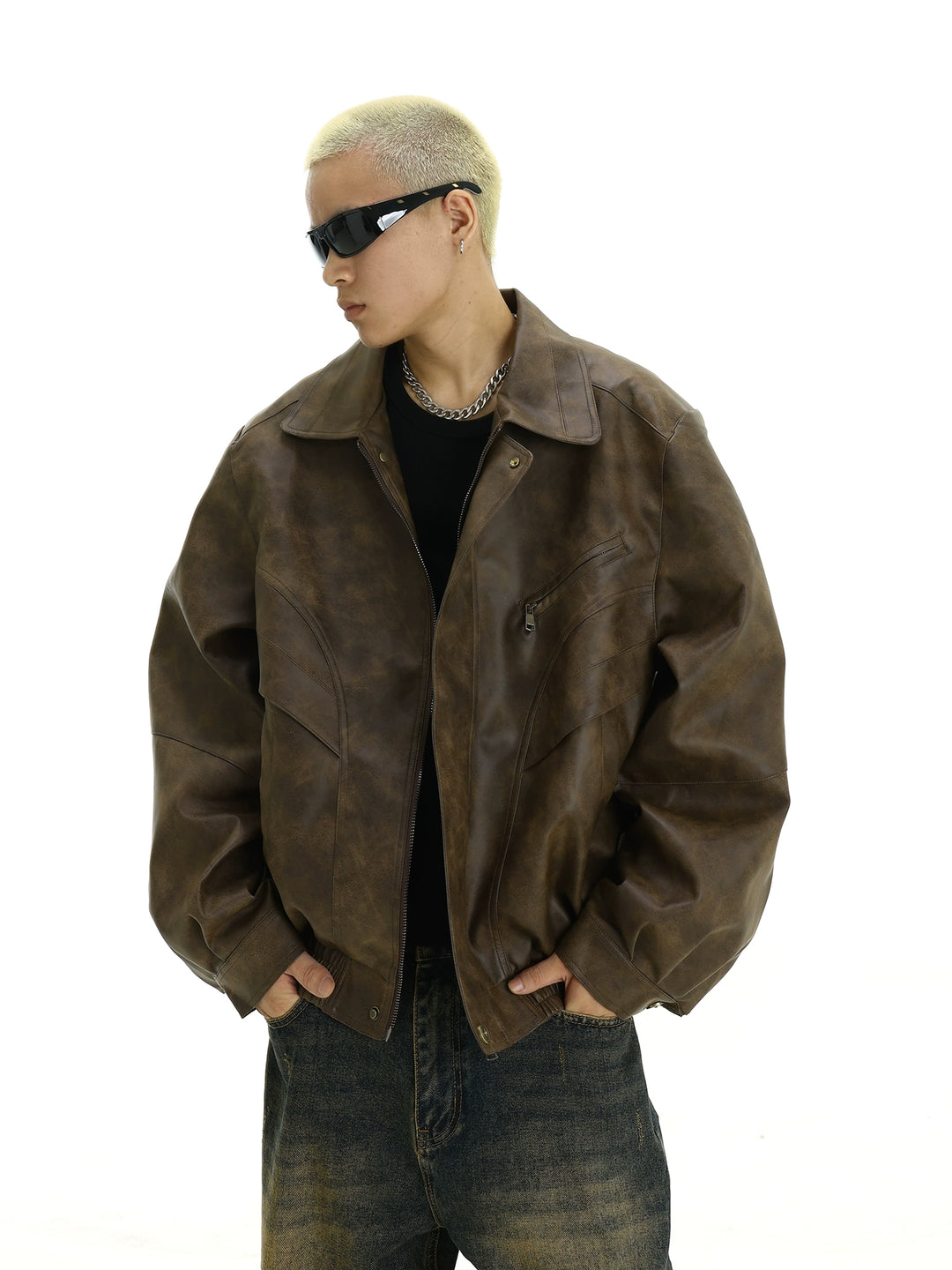 S8 No. 501 Distressed Leather Jacket