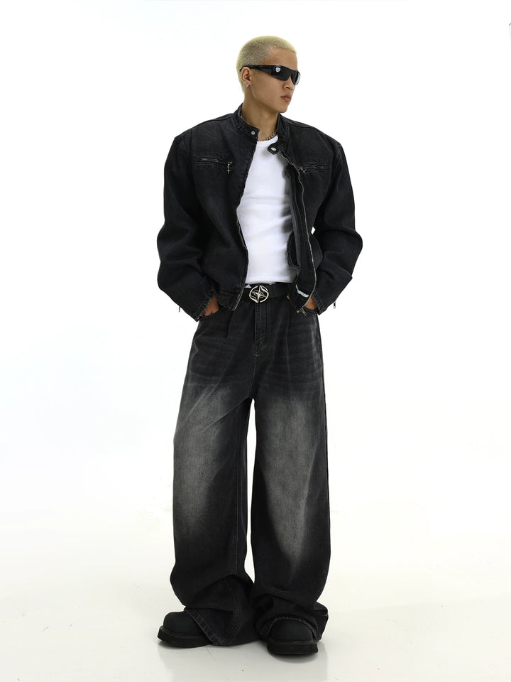 S8 No. 523 Retro Wide Washed Jeans