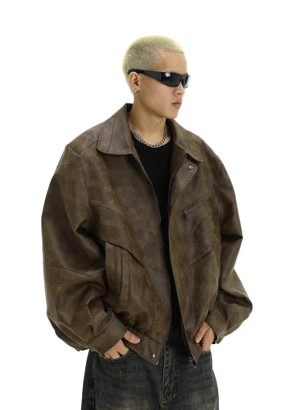 S8 No. 501 Distressed Leather Jacket