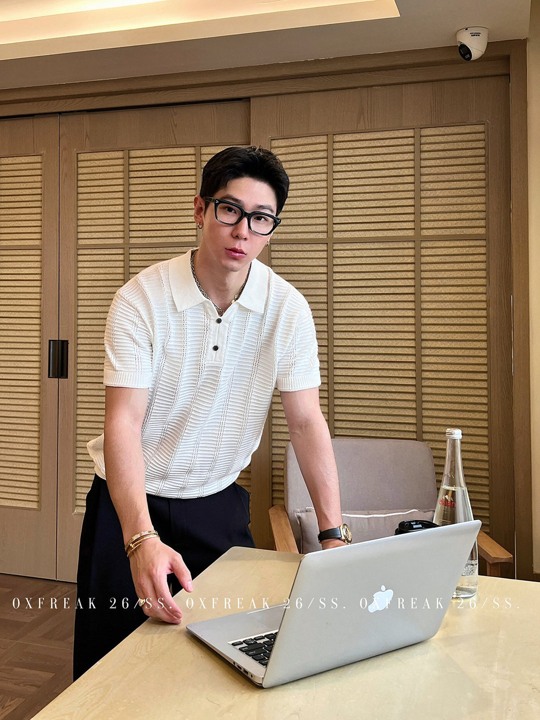 S8 No. 725 Textured Knit Polo Shirt by 88Society Apparel