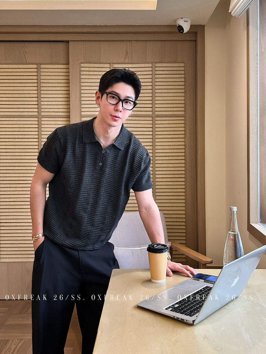 S8 No. 725 Textured Knit Polo Shirt by 88Society Apparel