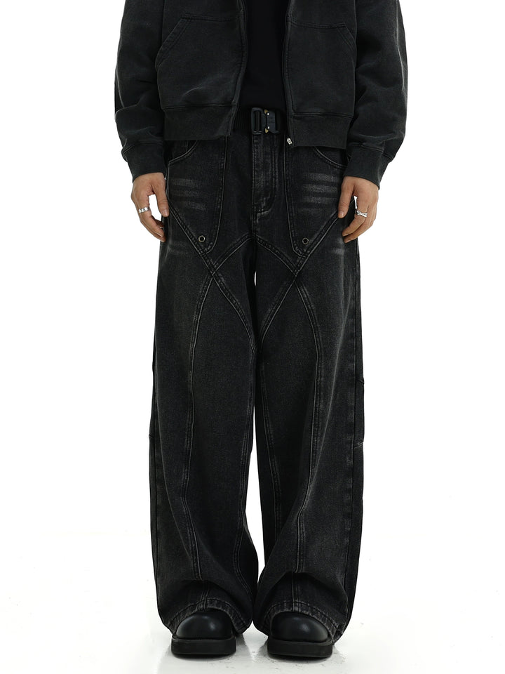 S8 No. 542 Straight Washed Cross Design Jeans