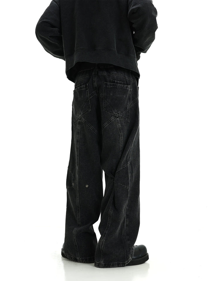 S8 No. 542 Straight Washed Cross Design Jeans