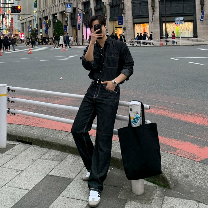 S8 No. 380 Denim Collared Jacket And Straight Pants