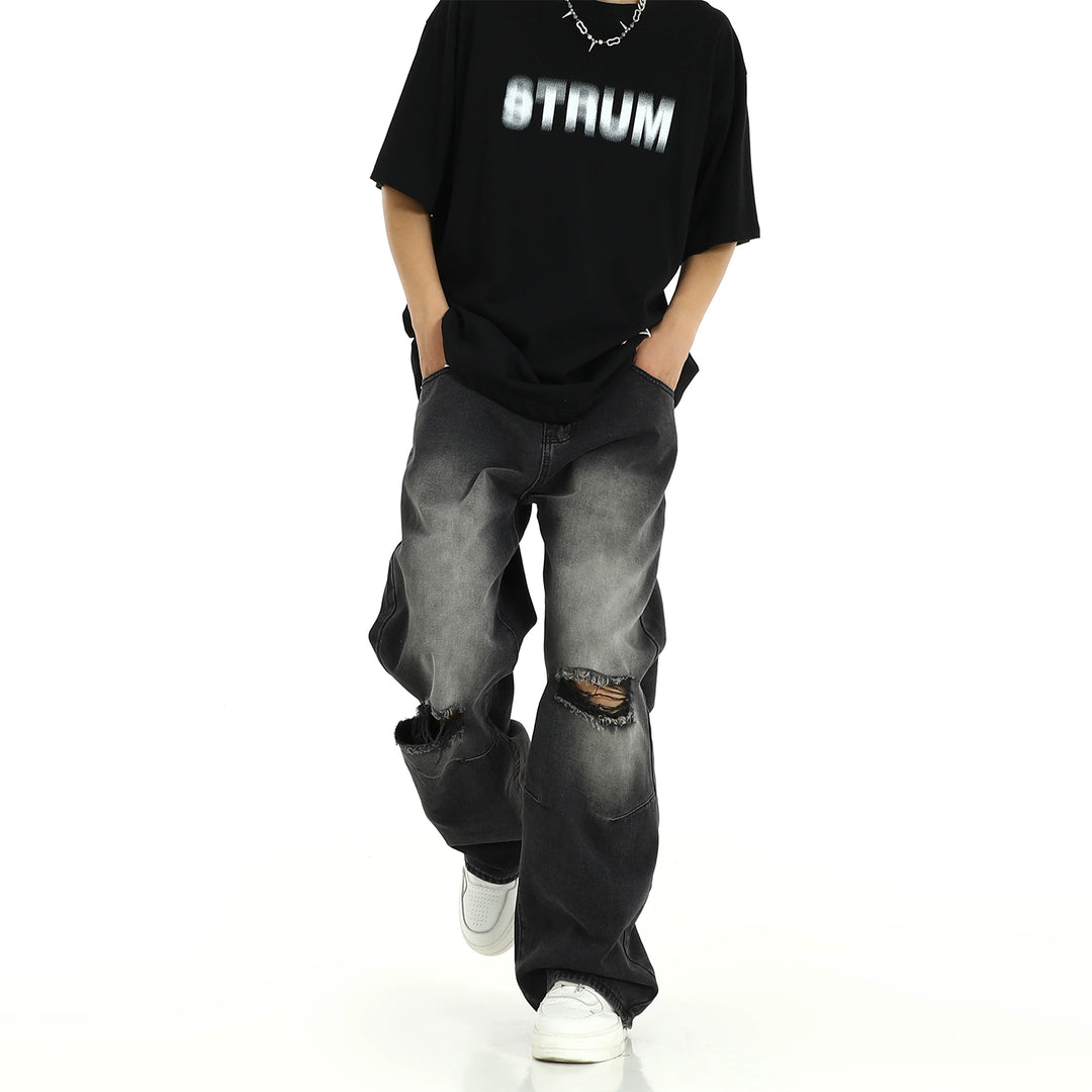 S8 No. 521 Straight Distressed Ripped Jeans