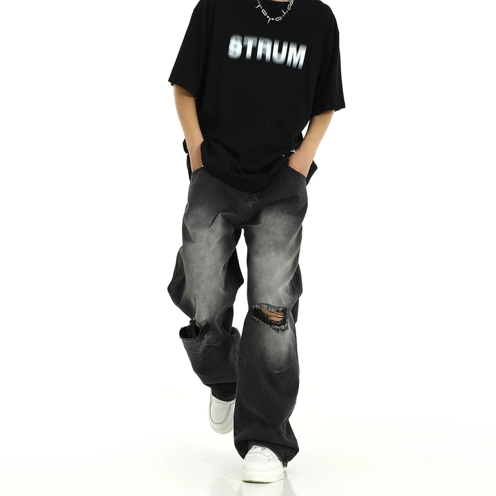 S8 No. 521 Straight Distressed Ripped Jeans