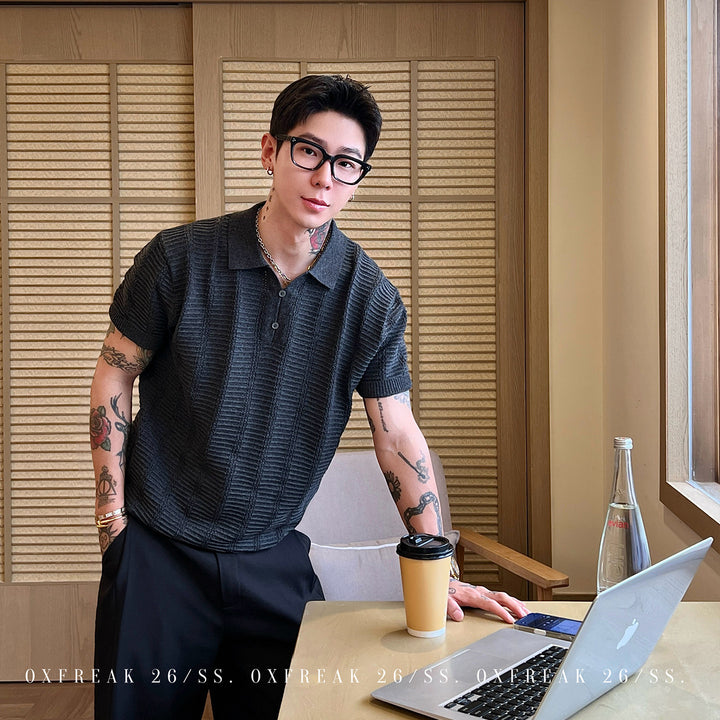 S8 No. 725 Textured Knit Polo Shirt by 88Society Apparel