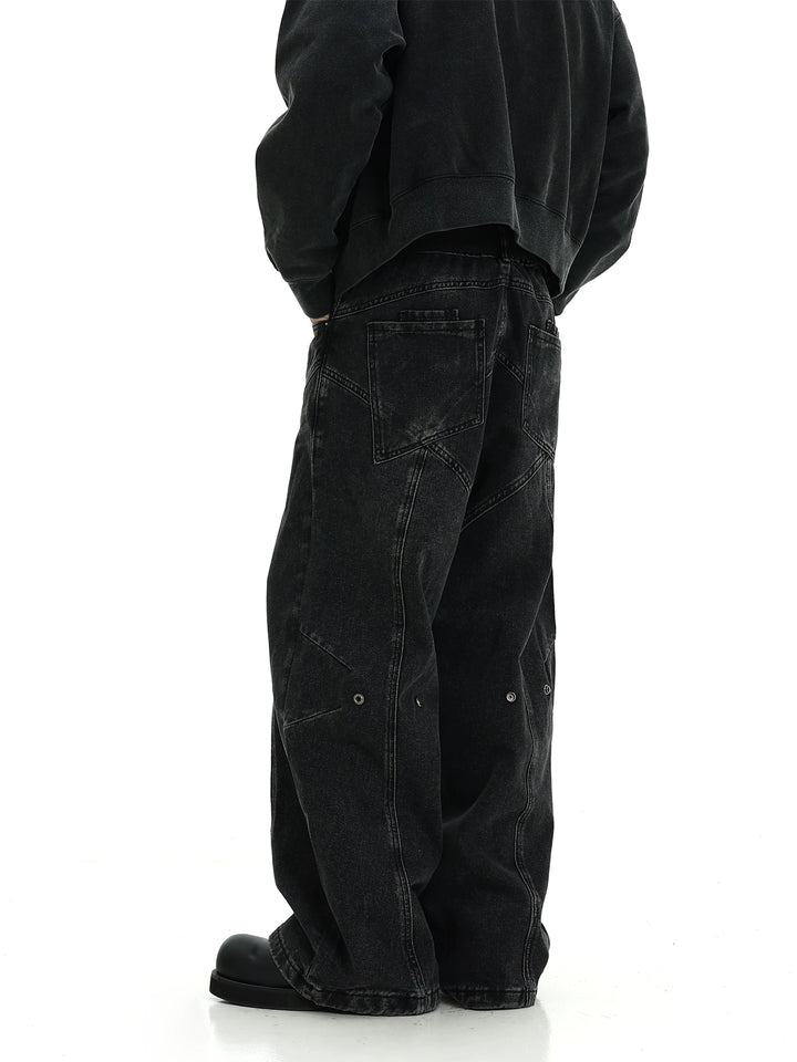 S8 No. 542 Straight Washed Cross Design Jeans