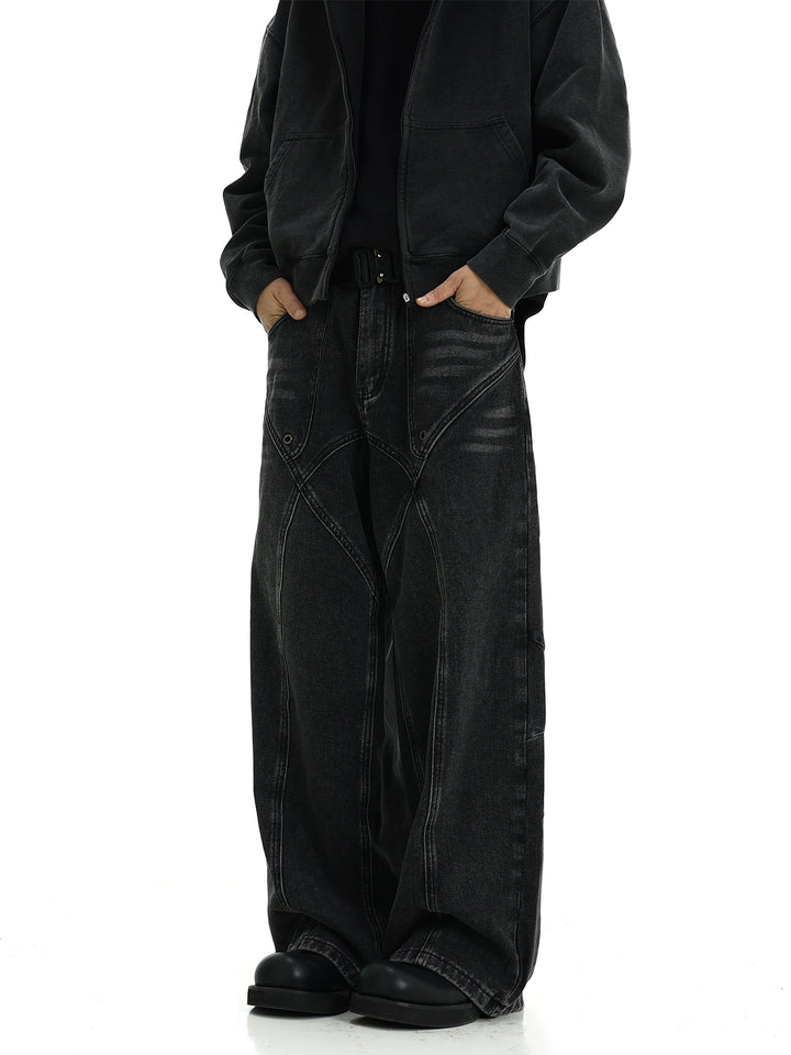 S8 No. 542 Straight Washed Cross Design Jeans