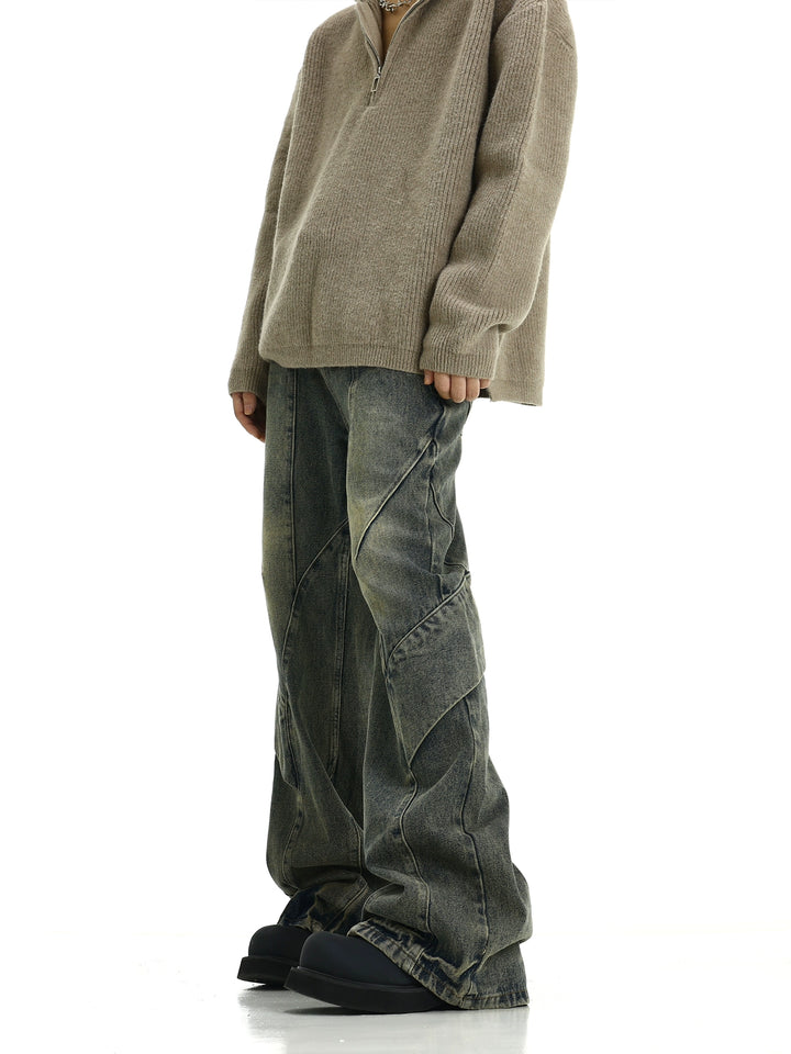 S8 No. 505 Distressed Flared Drape Jeans