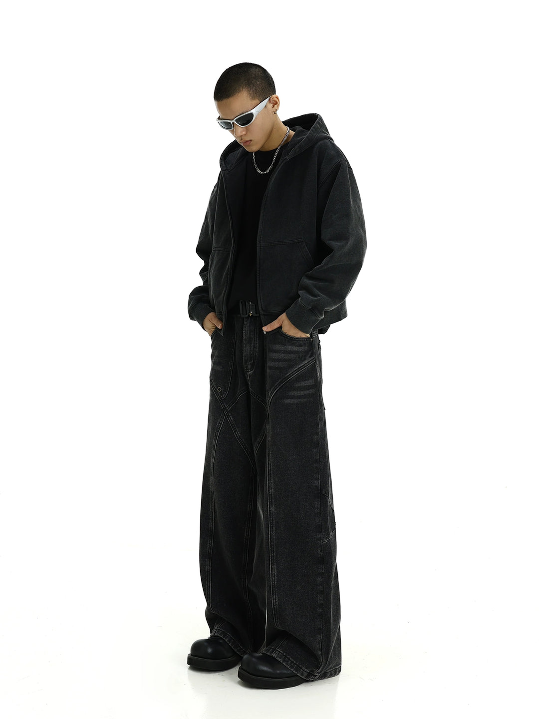 S8 No. 542 Straight Washed Cross Design Jeans