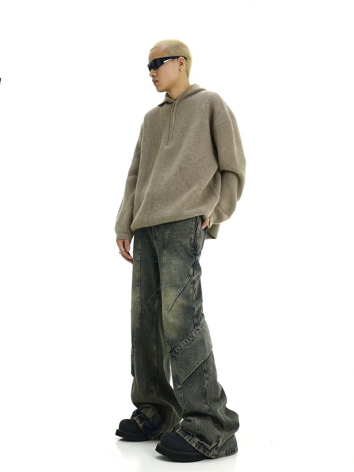 S8 No. 505 Distressed Flared Drape Jeans
