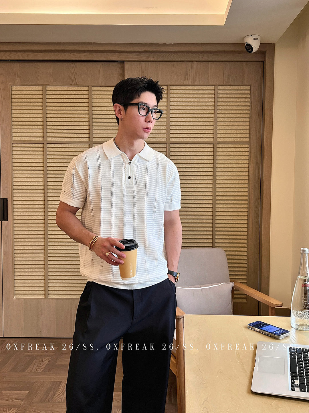 S8 No. 725 Textured Knit Polo Shirt by 88Society Apparel