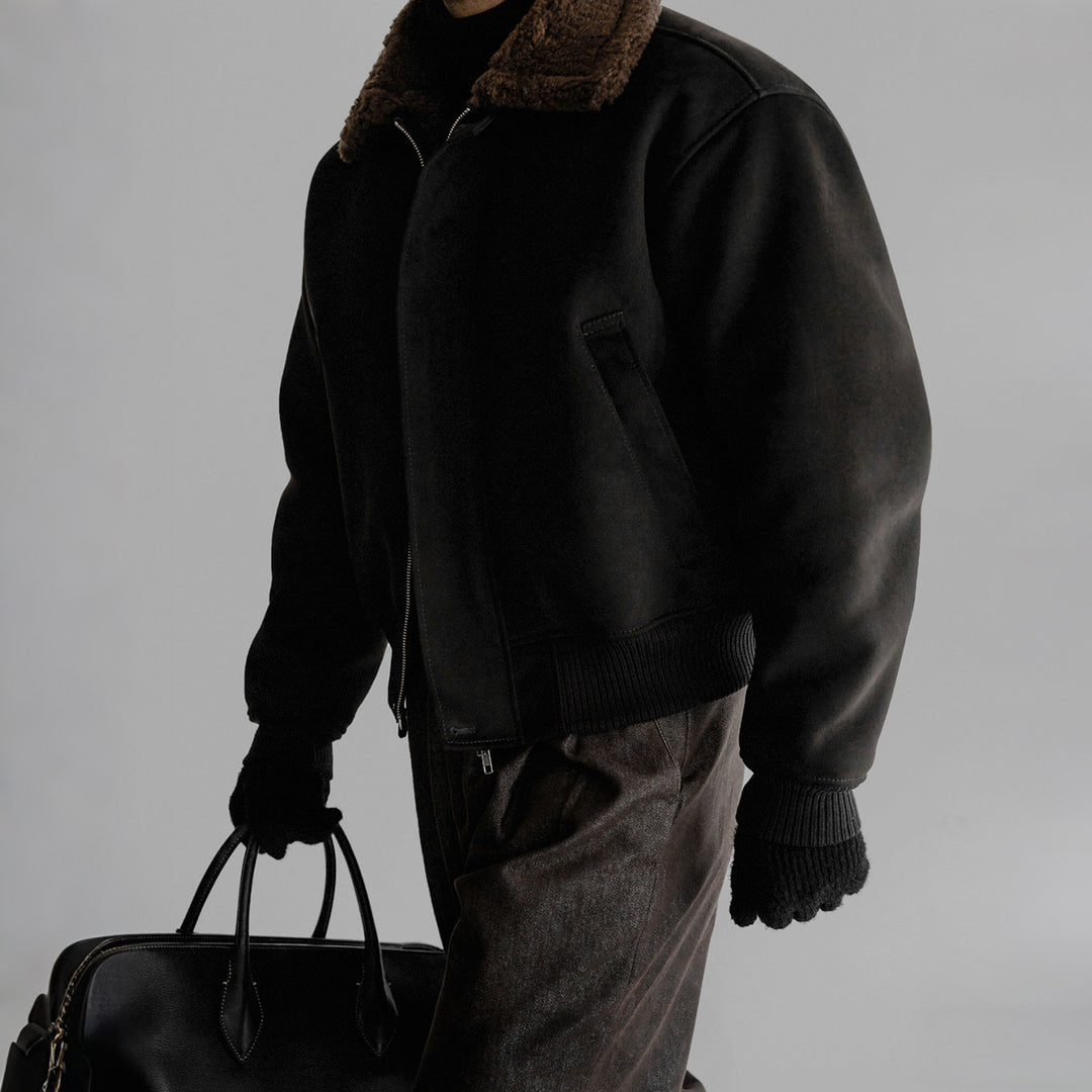 S8 No. 709 Faux Fur Collar Padded Bomber Jacket