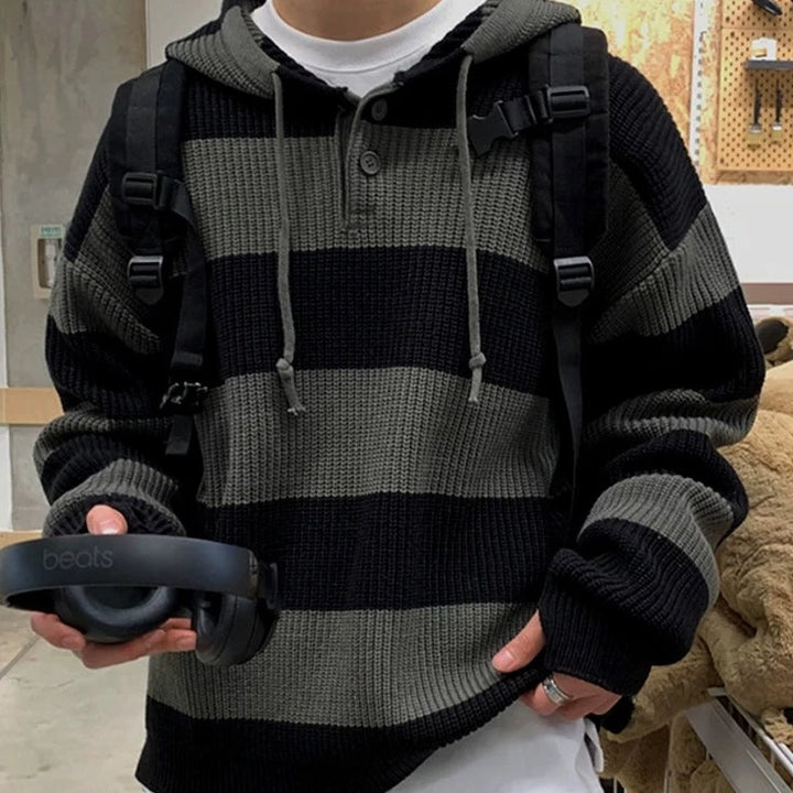 S8 No. 291 Loose Striped Knit Hoodie