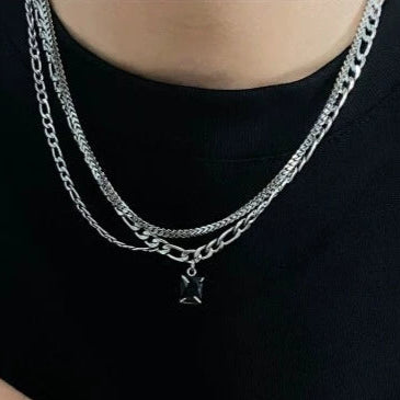 S8 No. 284 Double Layer Black Gem Necklace