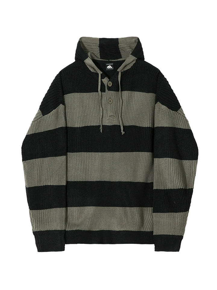 S8 No. 291 Loose Striped Knit Hoodie