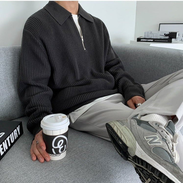 KC No. 149 KNITTED HALF-ZIP SWEATER |MO - KŌSEI COLLECTIVE コーセイコレクティブ|Korean Fashion|Japanese Fashion|Asian Fashion| Asian Jewelry