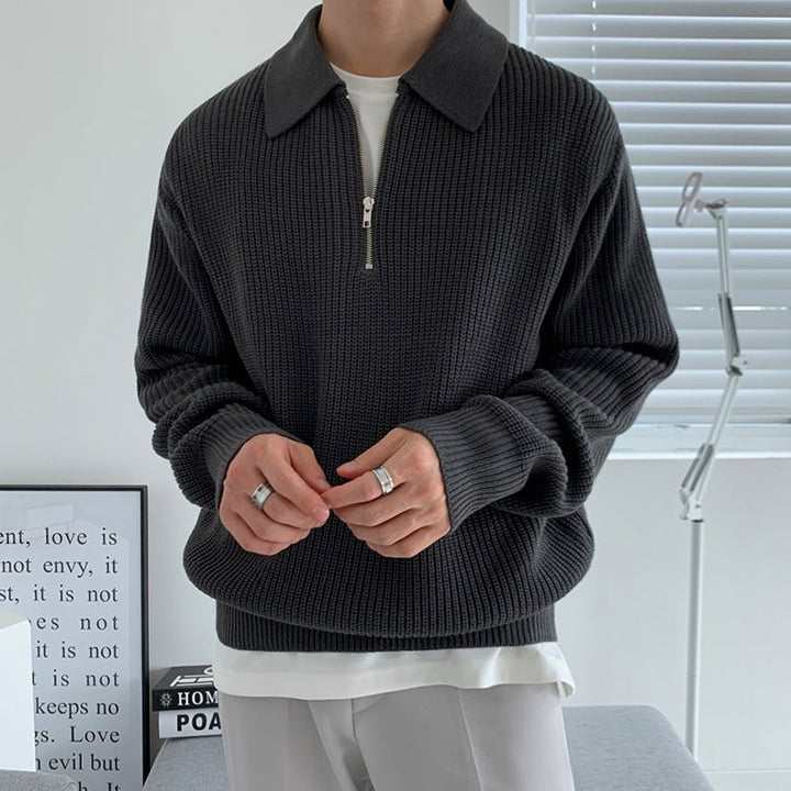 KC No. 149 KNITTED HALF-ZIP SWEATER |MO - KŌSEI COLLECTIVE コーセイコレクティブ|Korean Fashion|Japanese Fashion|Asian Fashion| Asian Jewelry